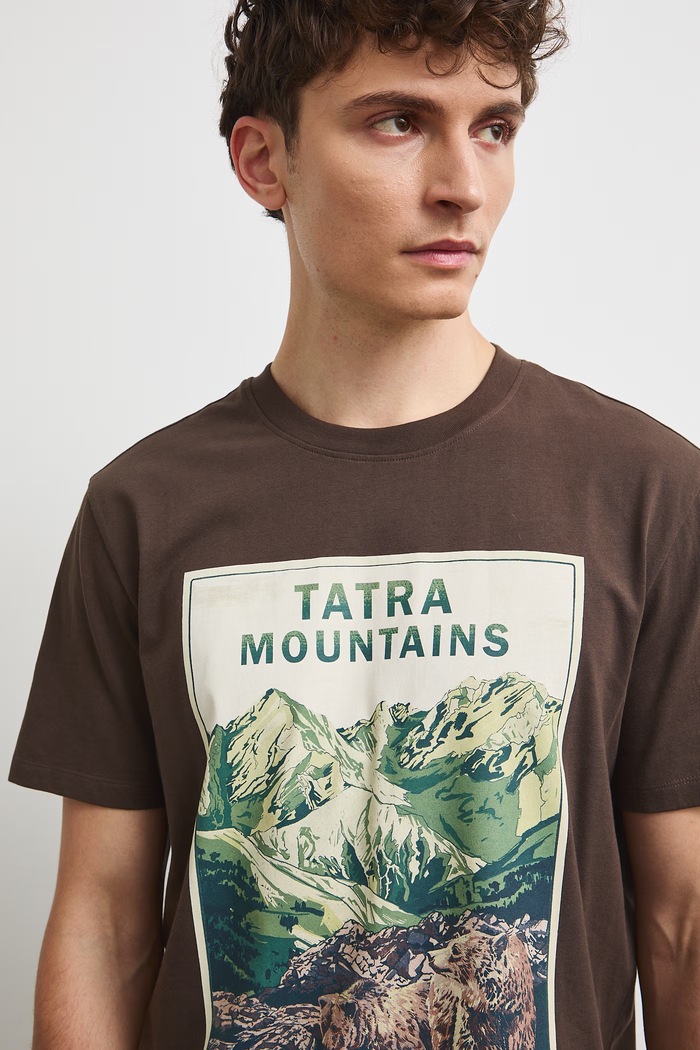 Medicine T-shirt męski bawełniany brązowy RW26-TSM314