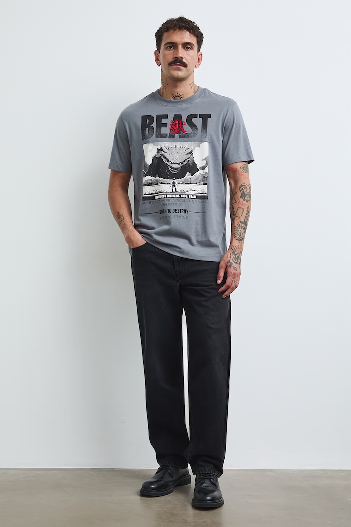 T-shirt męski bawełniany z nadrukiem RW26-TSM405 szary RW26
