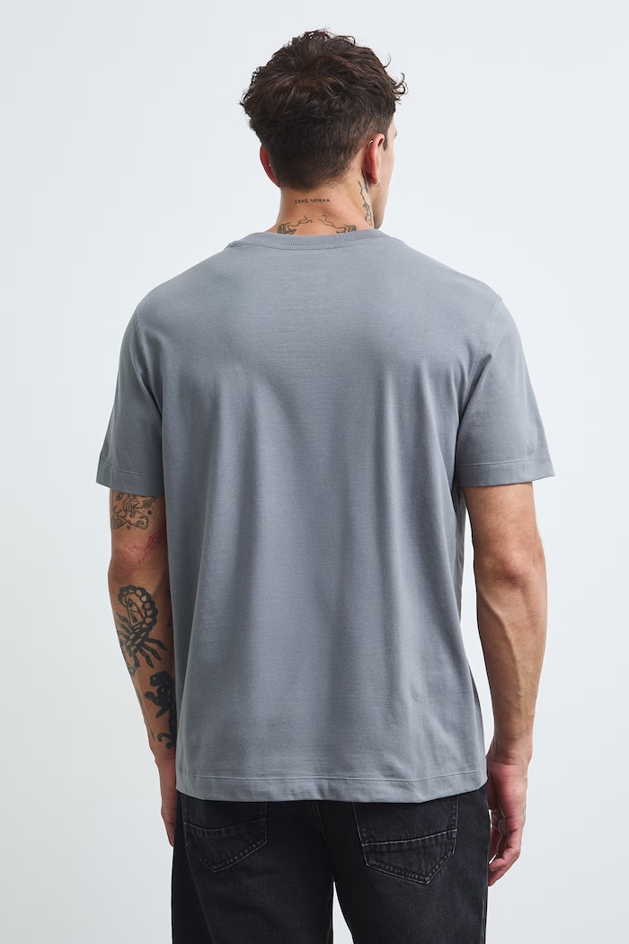 Odzież T-shirt męski bawełniany z nadrukiem RW26-TSM405 szary