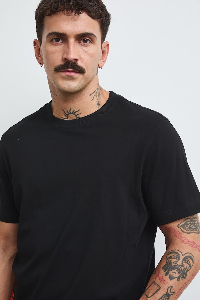T-shirt męski bawełniany z nadrukiem czarny RW26-TSM408