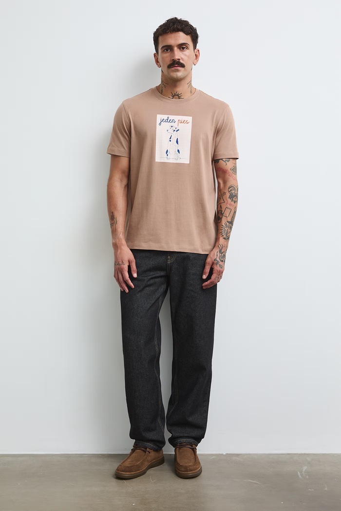 Odzież T-shirt męski bawełniany z kolekcji Adela Madej x Medicine RW26-TSM483 beżowy