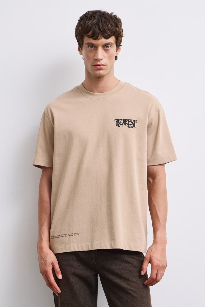 Medicine T-shirt męski bawełniany beżowy RW26-TSM605
