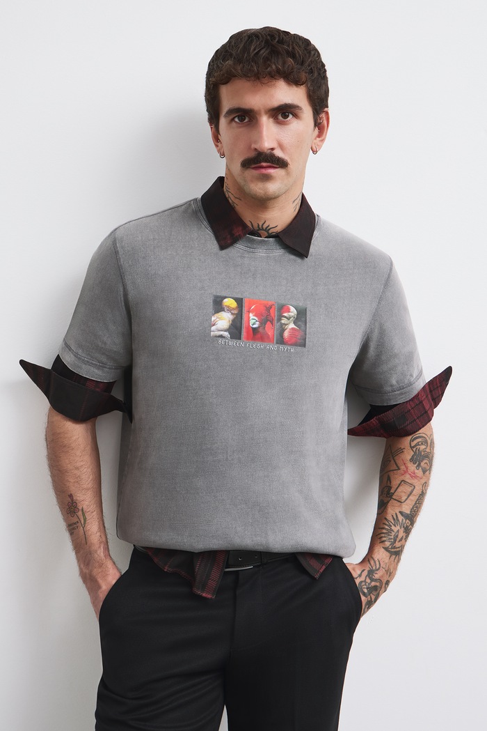 T-shirt męski bawełniany z kolekcji Wiesław Wałkuski x Medicine szary RW26-TSM757