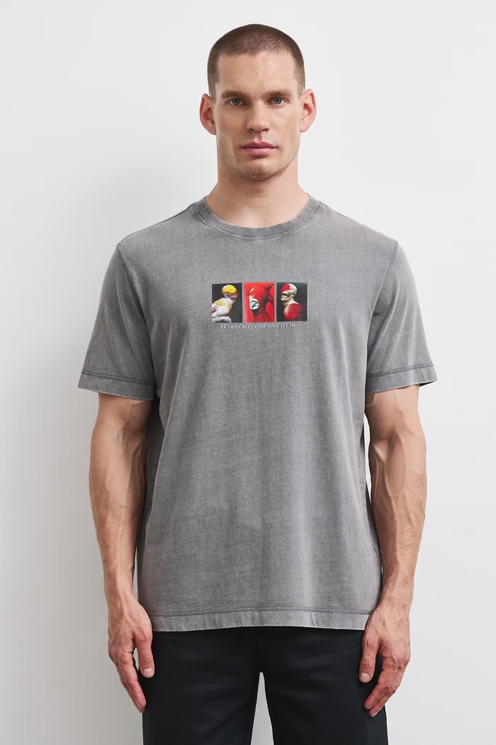 T-shirt męski bawełniany z kolekcji Wiesław Wałkuski x Medicine RW26-TSM757 szary RW26
