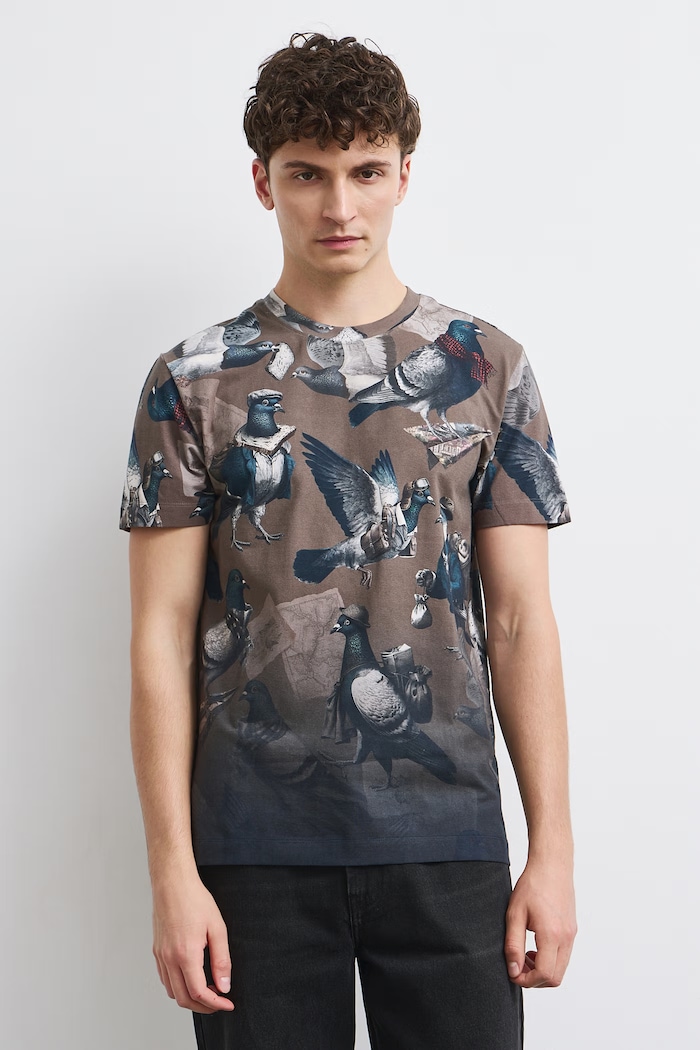 Medicine T-shirt męski bawełniany z elastanem RW26-TSM808 brązowy RW26