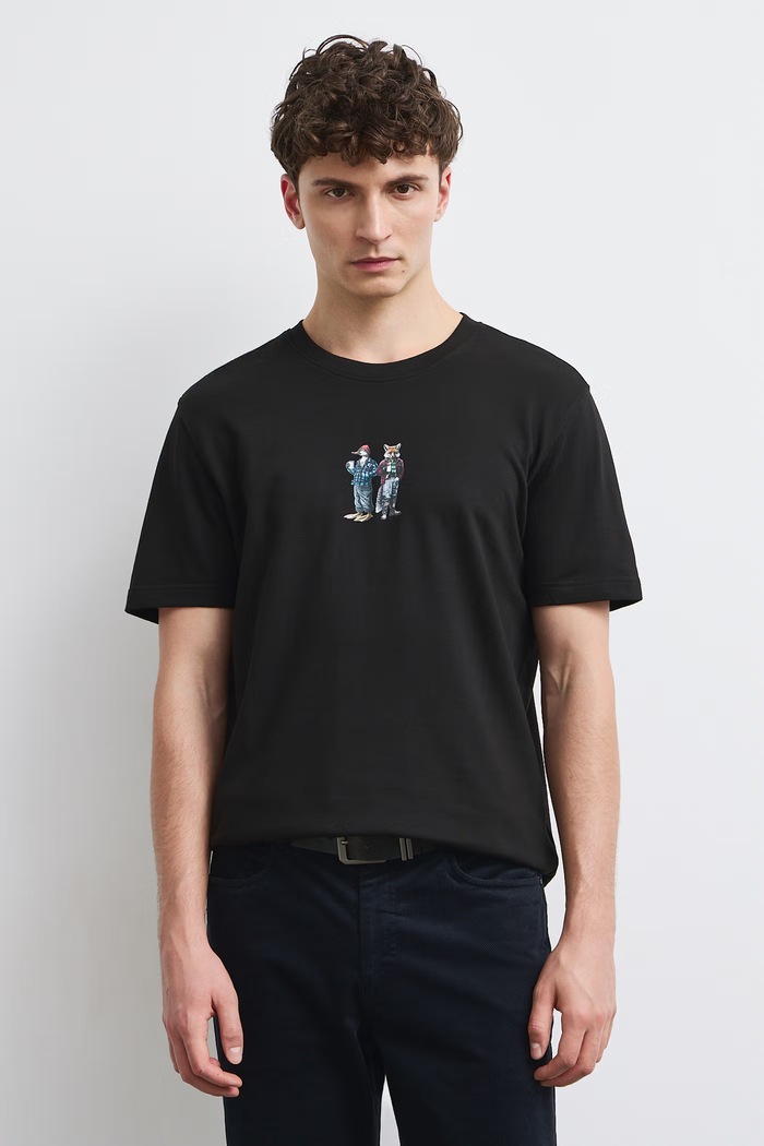 T-shirt męski bawełniany czarny RW26-TSM809