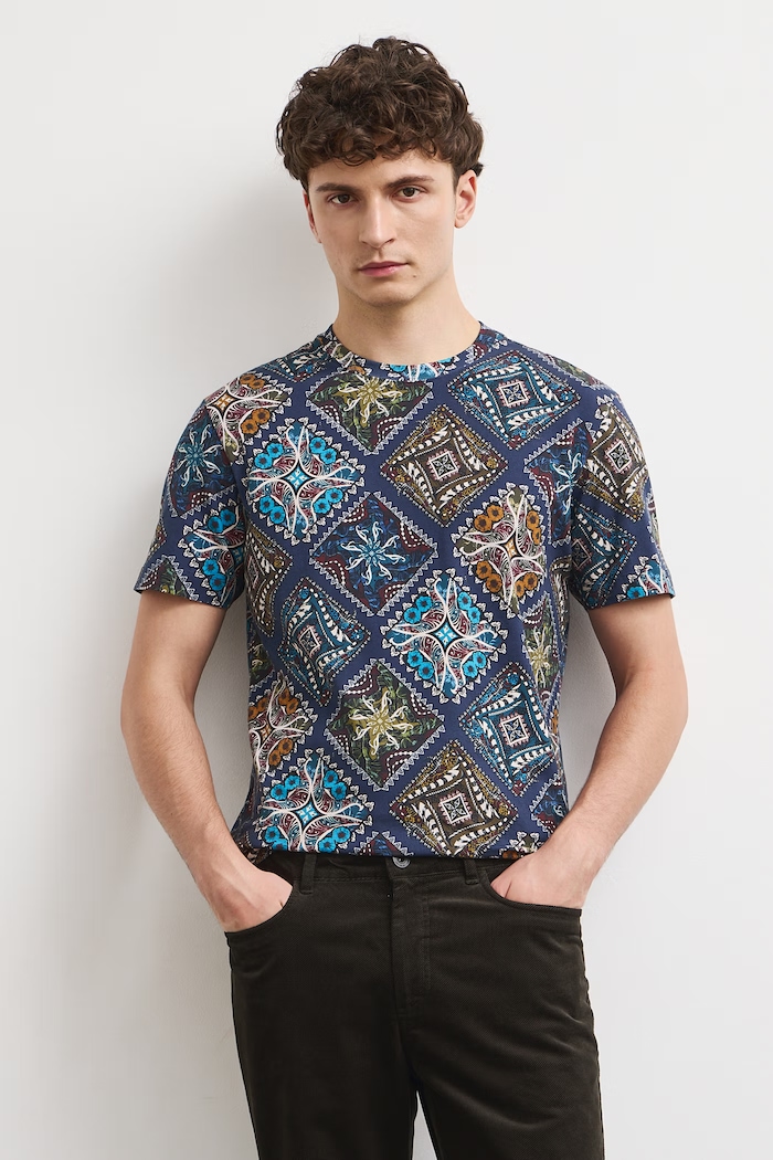 Medicine T-shirt męski bawełniany z elastanem RW26-TSM859 niebieski RW26
