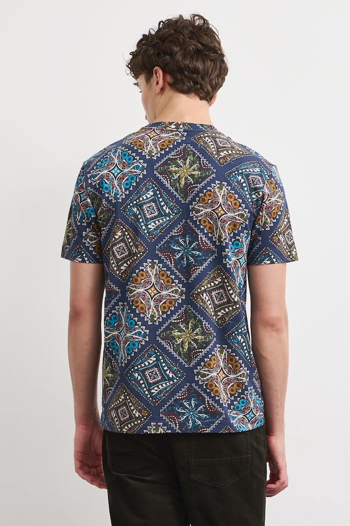 T-shirt męski bawełniany z elastanem Medicine RW26-TSM859 niebieski