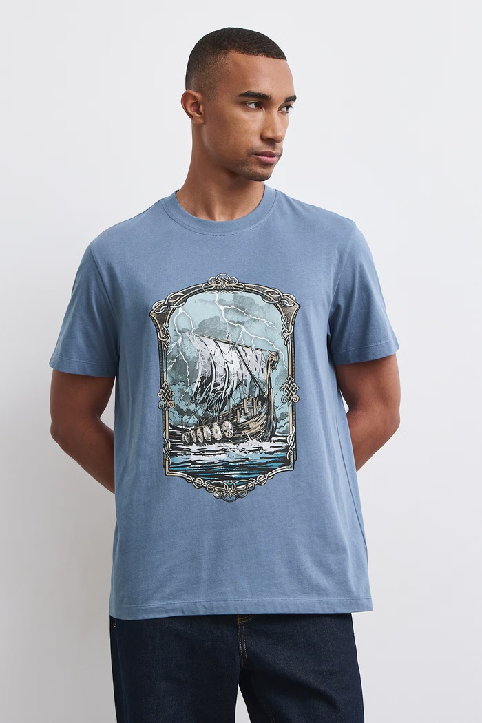 Medicine T-shirt męski bawełniany niebieski RW26-TSM902