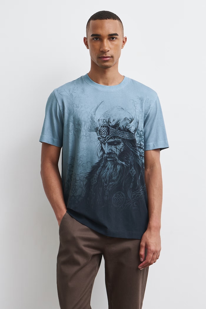 Medicine T-shirt męski bawełniany z elastanem niebieski RW26-TSM903