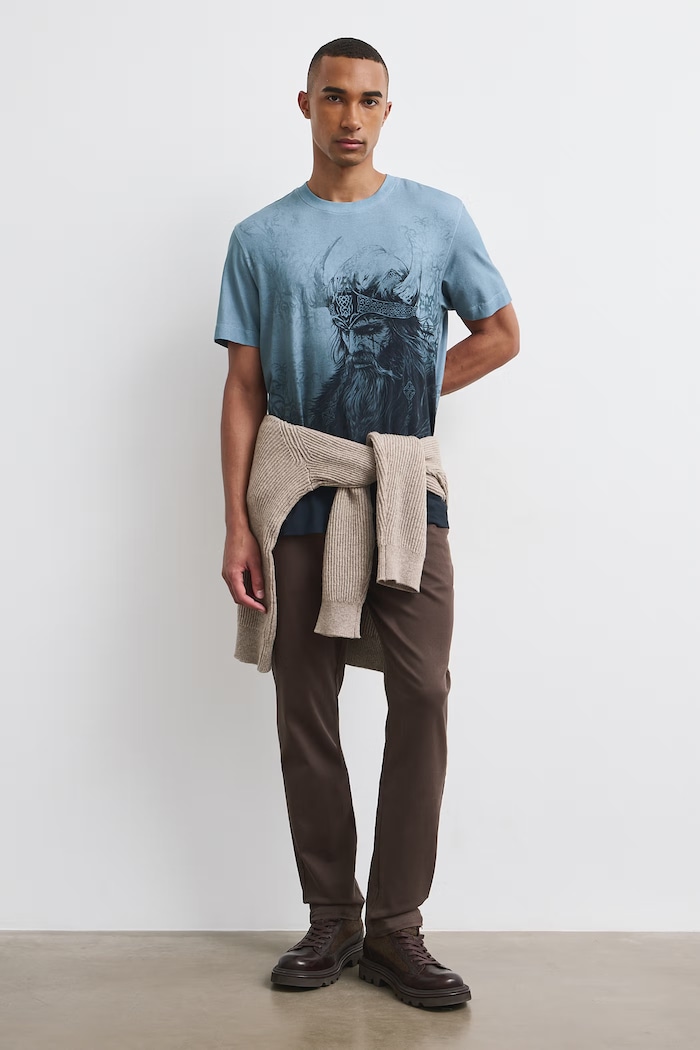 T-shirt męski bawełniany z elastanem Medicine niebieski RW26-TSM903
