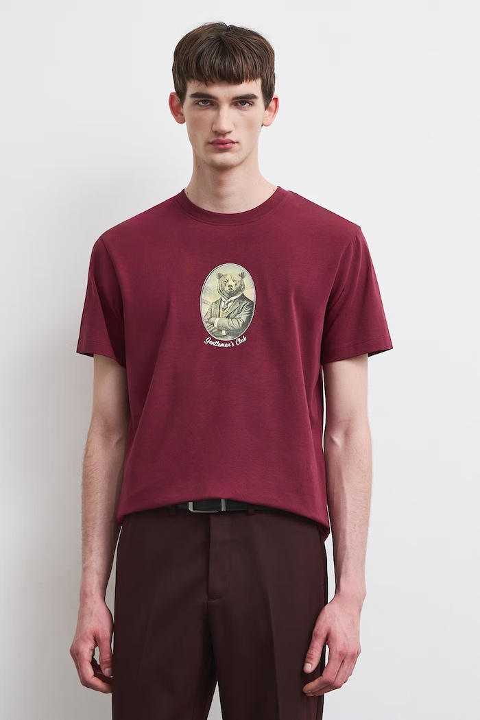 Medicine T-shirt męski bawełniany z elastanem bordowy RW26-TSMA36