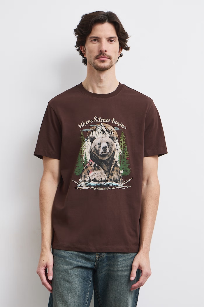 Medicine T-shirt męski bawełniany RW26-TSMA38 brązowy RW26