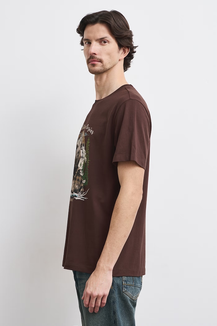 Odzież Medicine T-shirt męski bawełniany RW26-TSMA38 brązowy