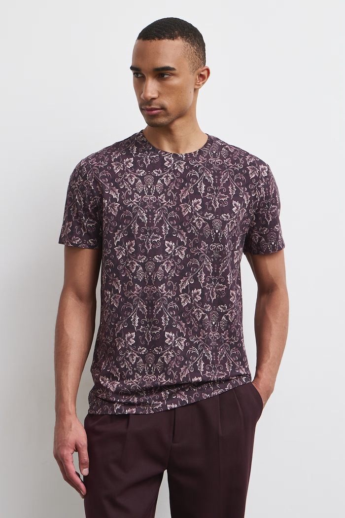 Medicine T-shirt męski bawełniany z elastanem RW26-TSMA42 bordowy RW26