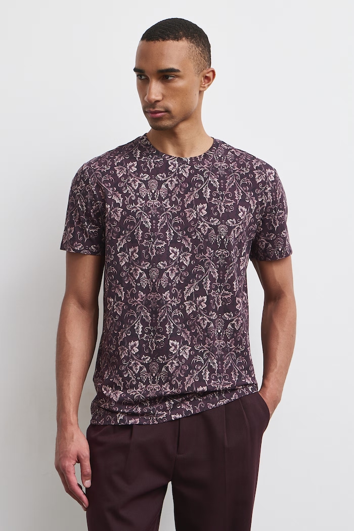 Medicine T-shirt męski bawełniany z elastanem RW26-TSMA42 bordowy RW26