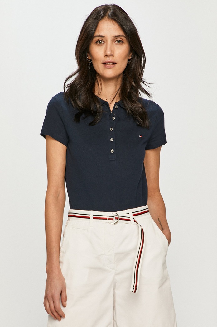 Tommy Hilfiger - Tričko slim tmavomodrá 1M57636661