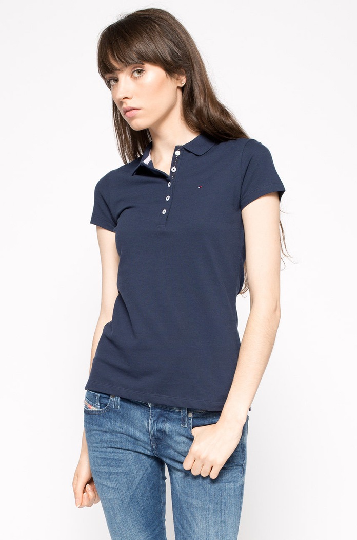 Tommy Hilfiger - Top 1M57636661 z elastanem granatowy 1M57636661