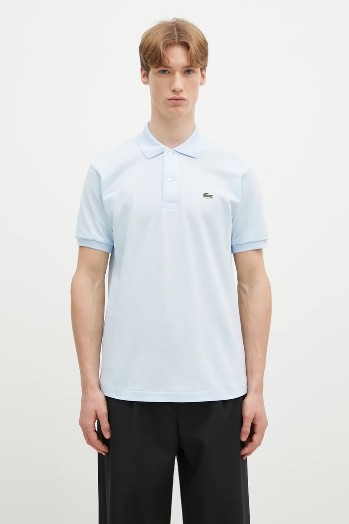 Lacoste polo bawełniane L1212. gładkie niebieski L1212.
