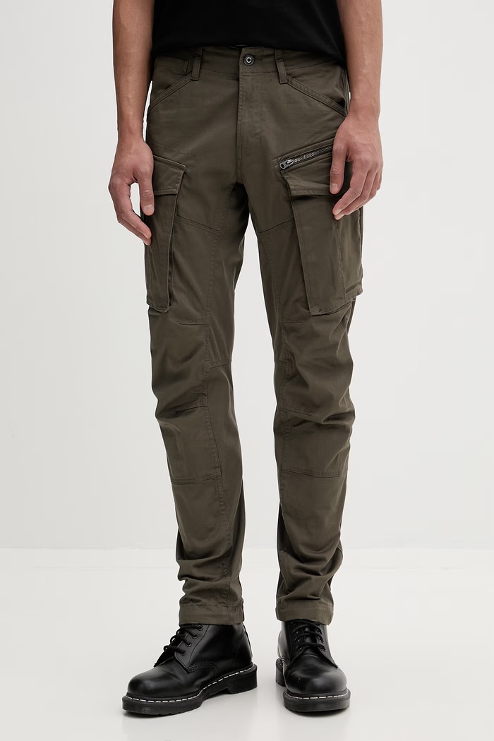 G-Star nohavice cargo pánske bavlnené s elastanom Rovic Zip 3D Regular Tapered zelená D02190.5126.1260