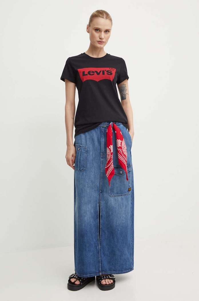 Βαμβακερό μπλουζάκι Levi's 17369.0201 μαύρο AA00