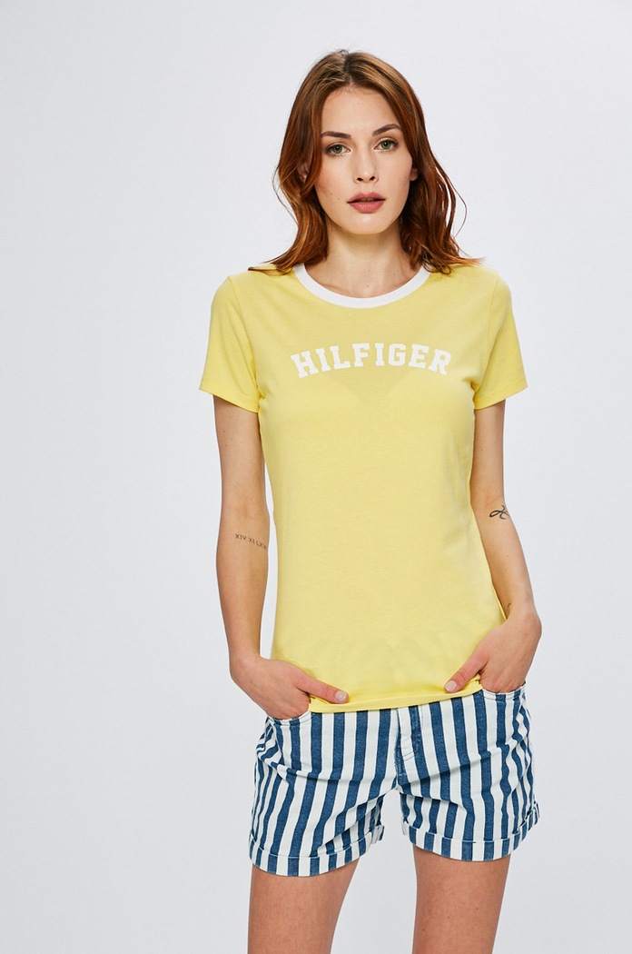 Tommy Hilfiger - Top bavlna žltá UW0UW00091