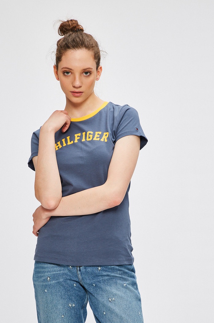 Tommy Hilfiger - Top bavlna modrá UW0UW00091