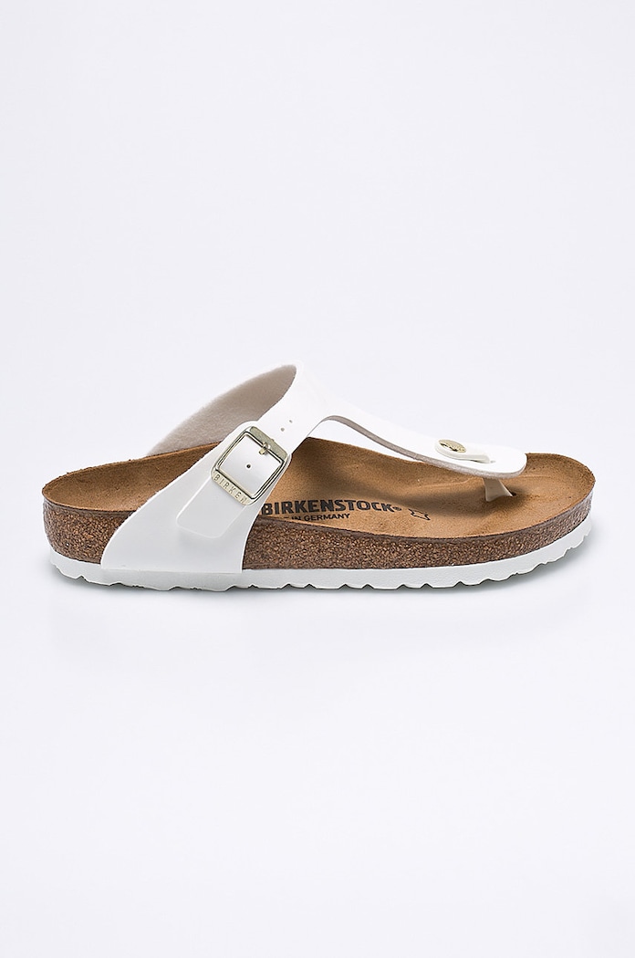 Σαγιονάρες Birkenstock Gizeh απομίμηση λείου δέρματος λευκό 1005299