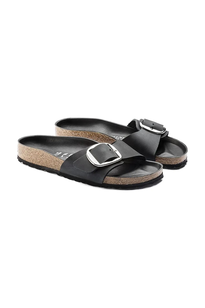 Obuwie Birkenstock klapki nubukowe Madrid Big Buckle 1006523 czarny