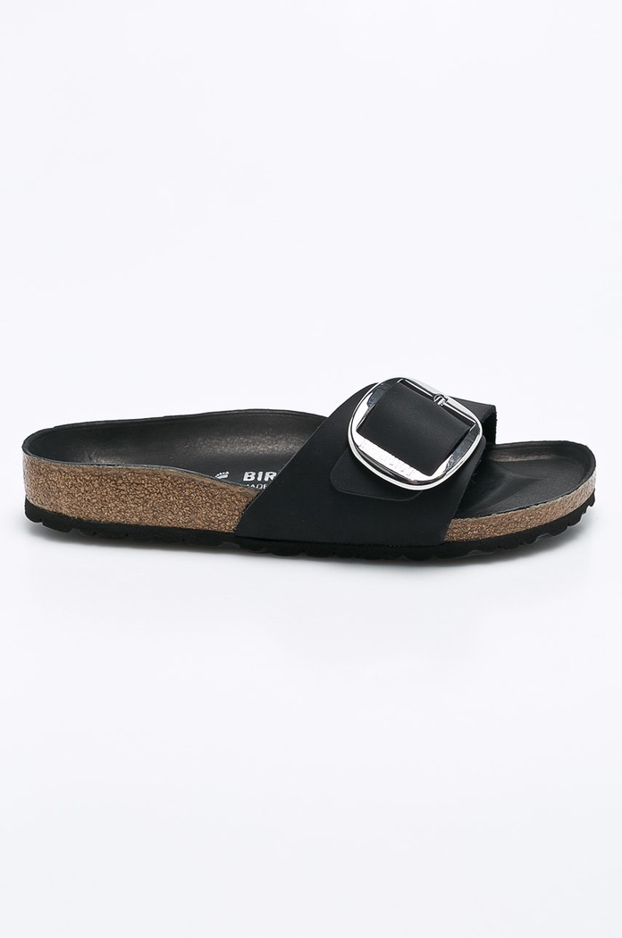 Birkenstock papuci din nubuc Madrid Big Buckle 1006523 negru AA00