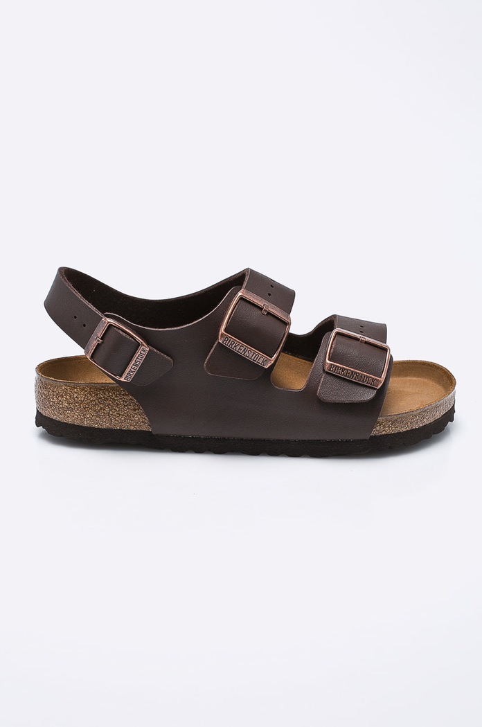 Πέδιλα Birkenstock Milano Bs απομίμηση λείου δέρματος καφέ 34701.D