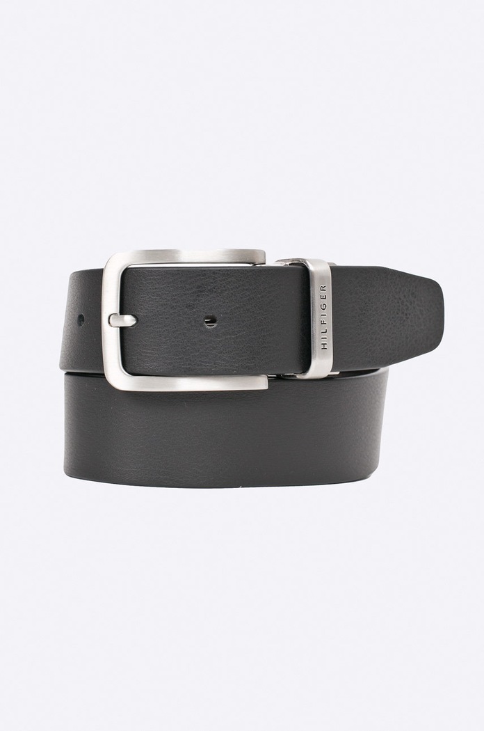 Tommy Hilfiger - Pasek skórzany dwustronny czarny AM0AM03111