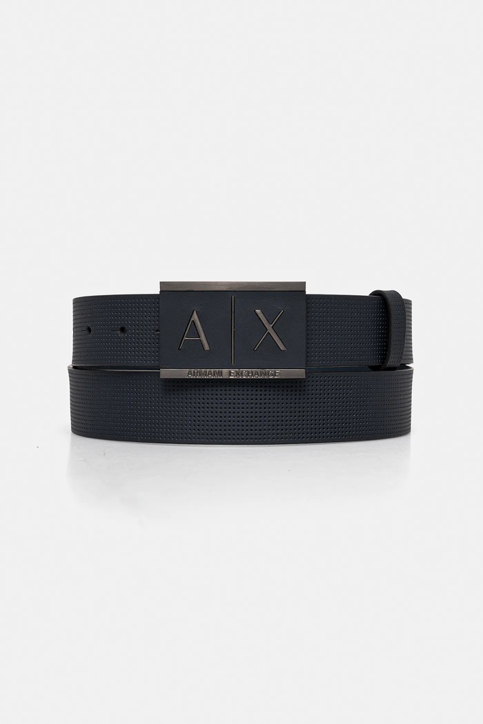 Armani Exchange - Kožený opasok tmavomodrá 951019.CC507