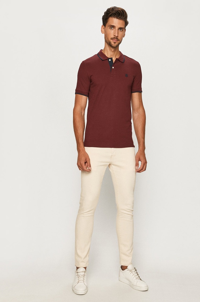 Selected Homme Polo 16062542 bordowy AA00
