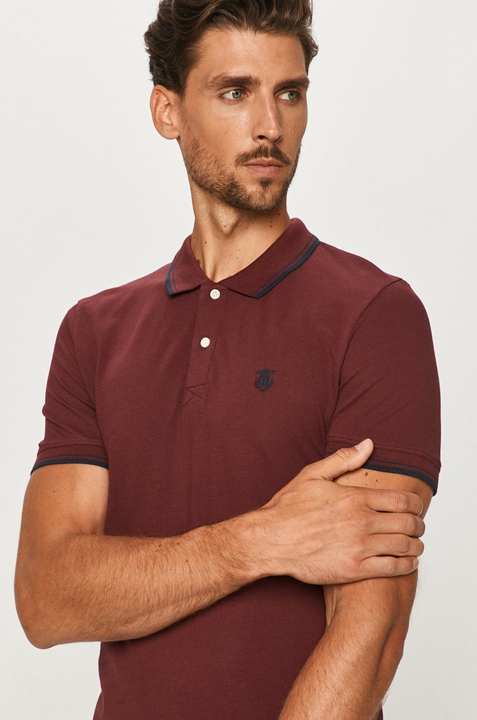 Polo Selected Homme 16062542 bordowy