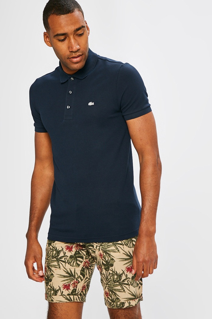 Lacoste - Pánske polo tričko s elastanom tmavomodrá PH4014