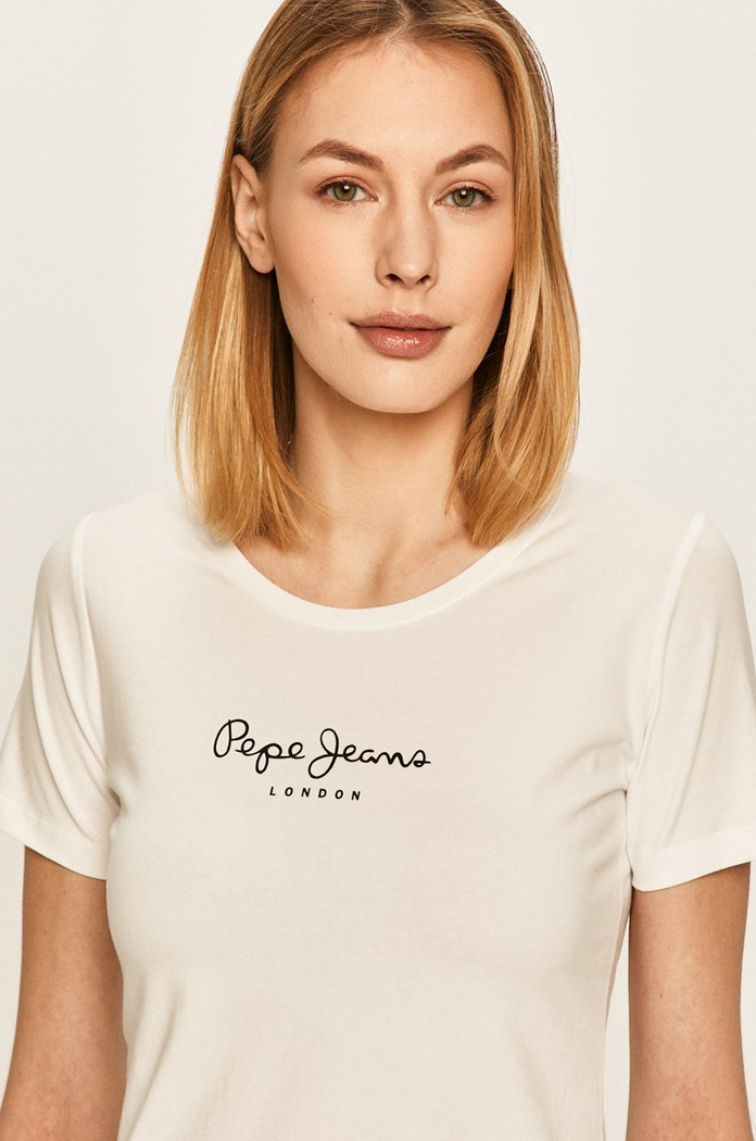 Pepe Jeans - Top PL502711 s elastanom biela PL502711