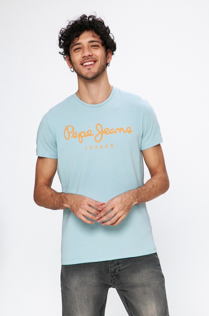 Pepe Jeans - T-shirt nadruk niebieski PM501594.