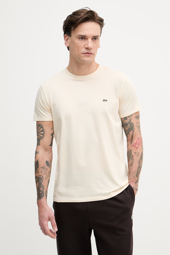 Lacoste tričko pánske bavlnené béžová TH6709