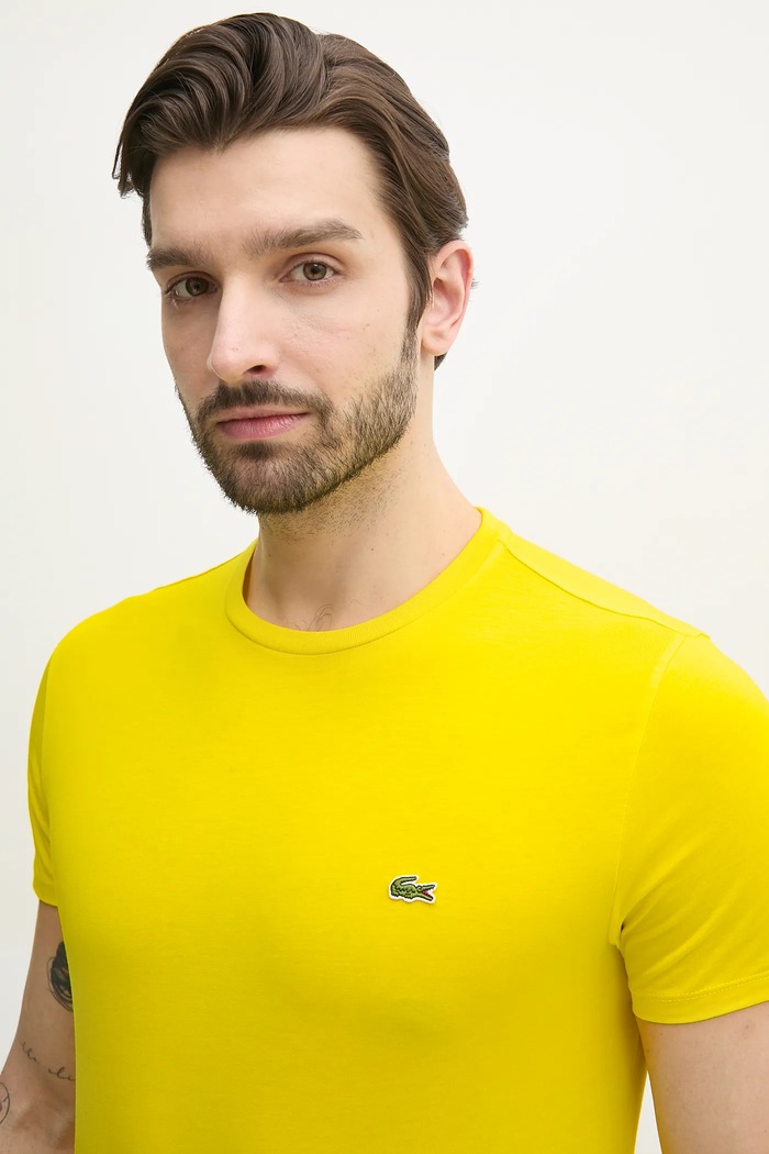 Lacoste тениска мъжка от памук жълт TH6709