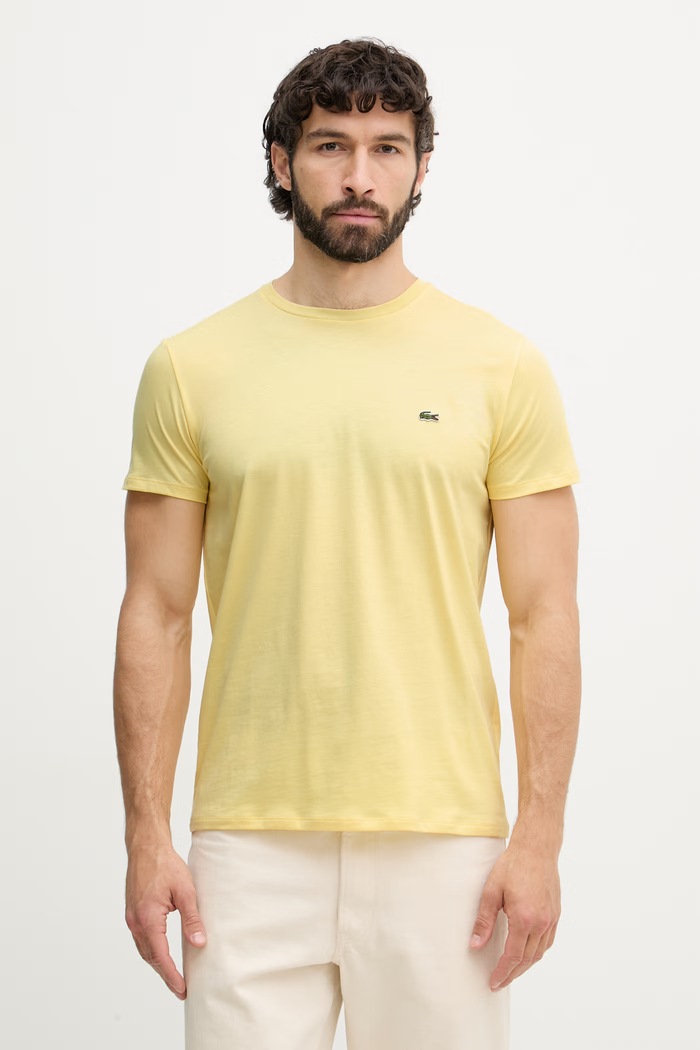 Lacoste t-shirt Ανδρικό βαμβακερό κίτρινο TH6709