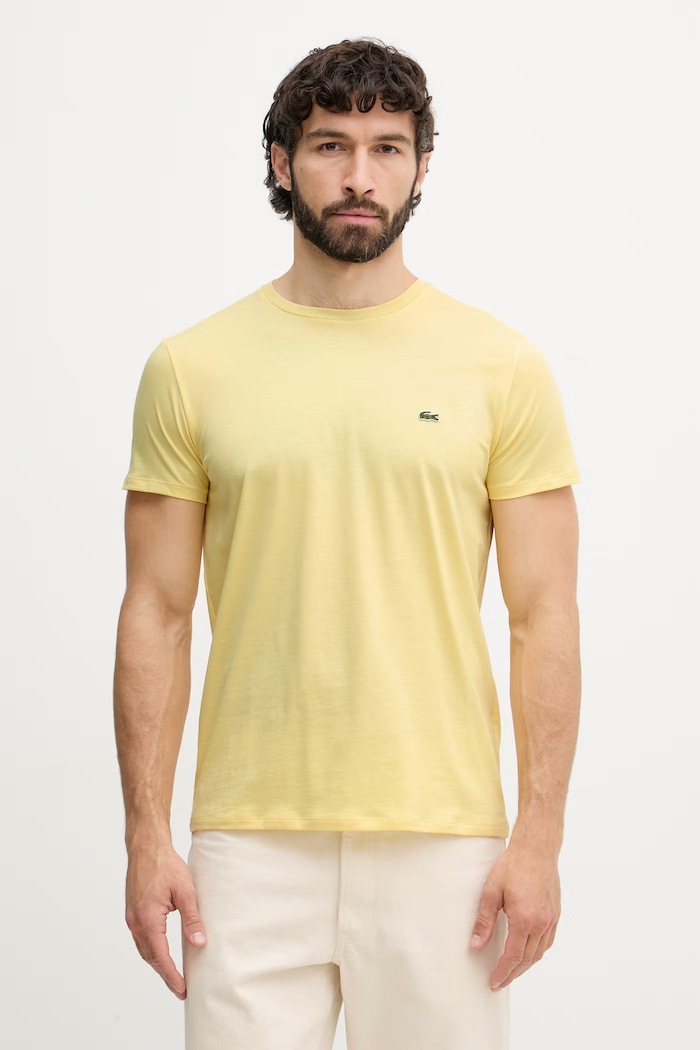 Lacoste t-shirt Ανδρικό βαμβακερό κίτρινο TH6709