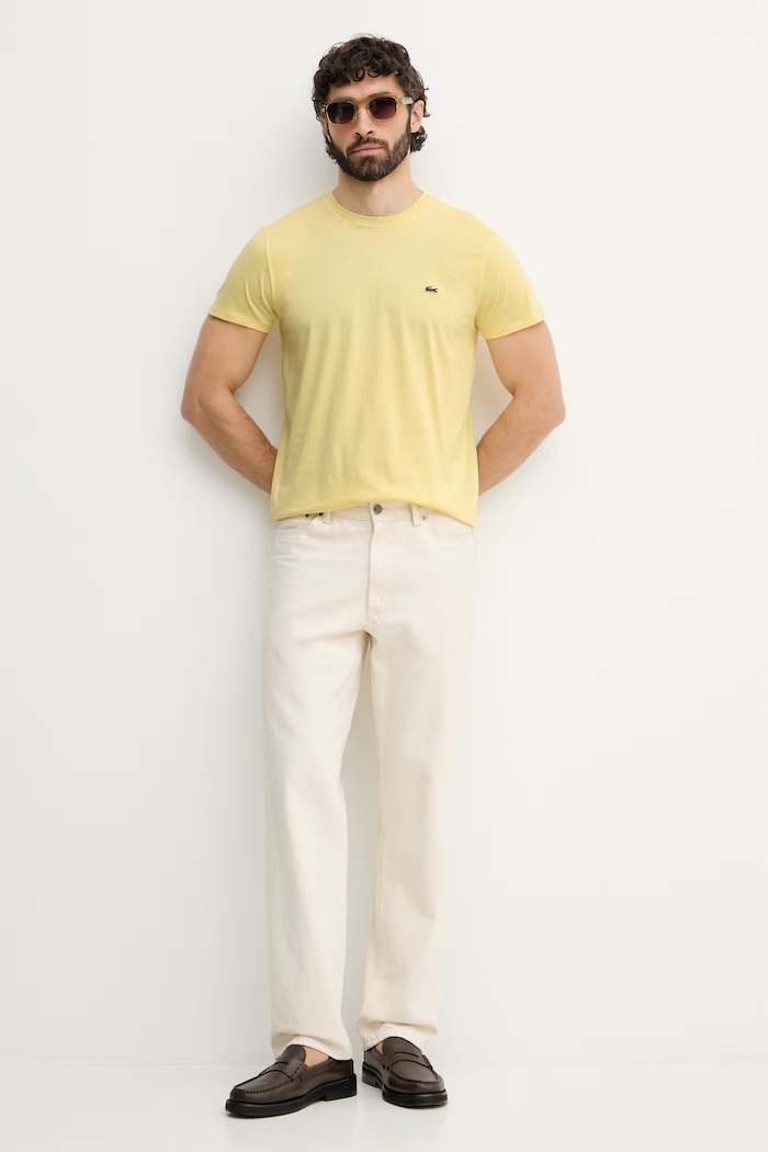 Lacoste t-shirt Ανδρικό βαμβακερό TH6709 κίτρινο SS26