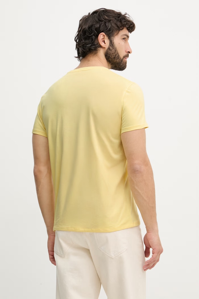 Ρούχα Lacoste t-shirt Ανδρικό βαμβακερό TH6709 κίτρινο