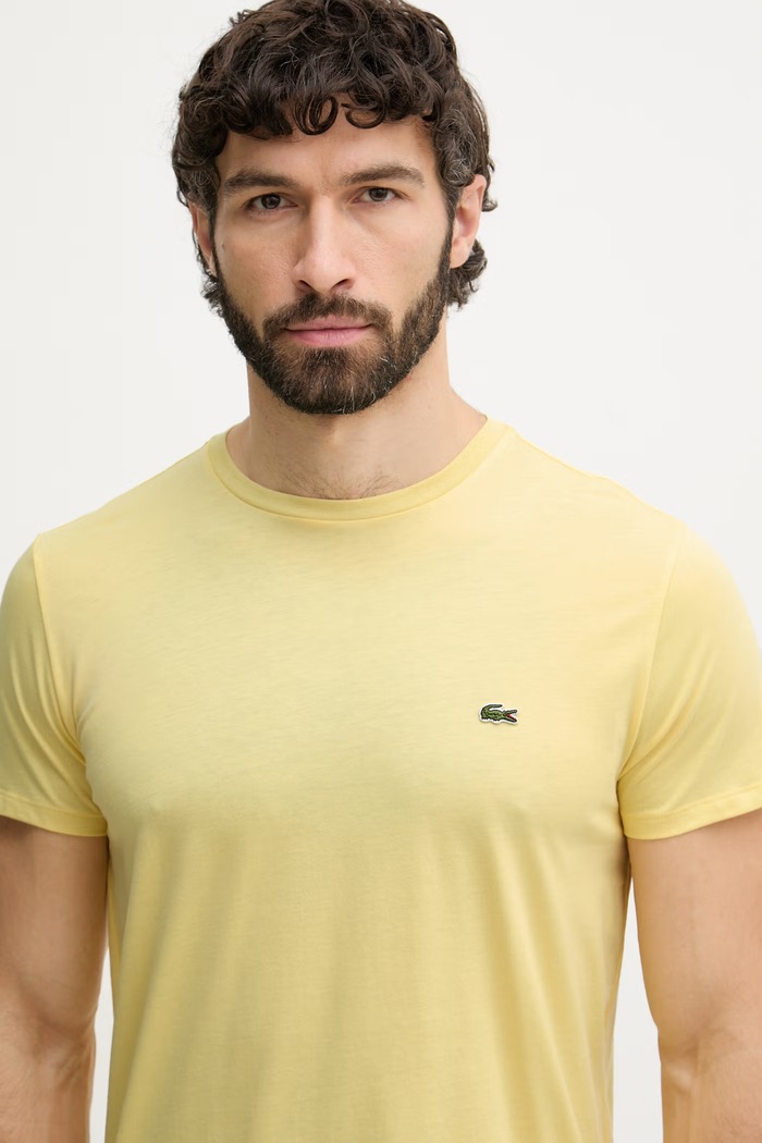 Lacoste t-shirt Ανδρικό βαμβακερό κίτρινο TH6709