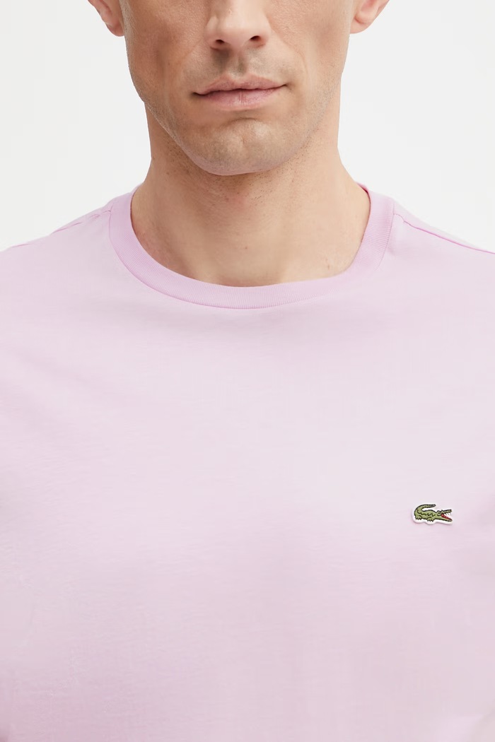 Lacoste T-shirt bawełniany męski różowy TH6709