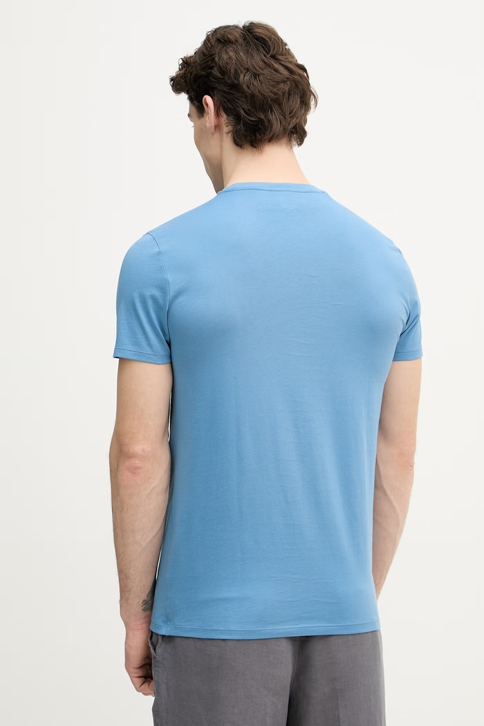 Ρούχα Lacoste t-shirt ανδρικό βαμβακερό TH6709 μπλε