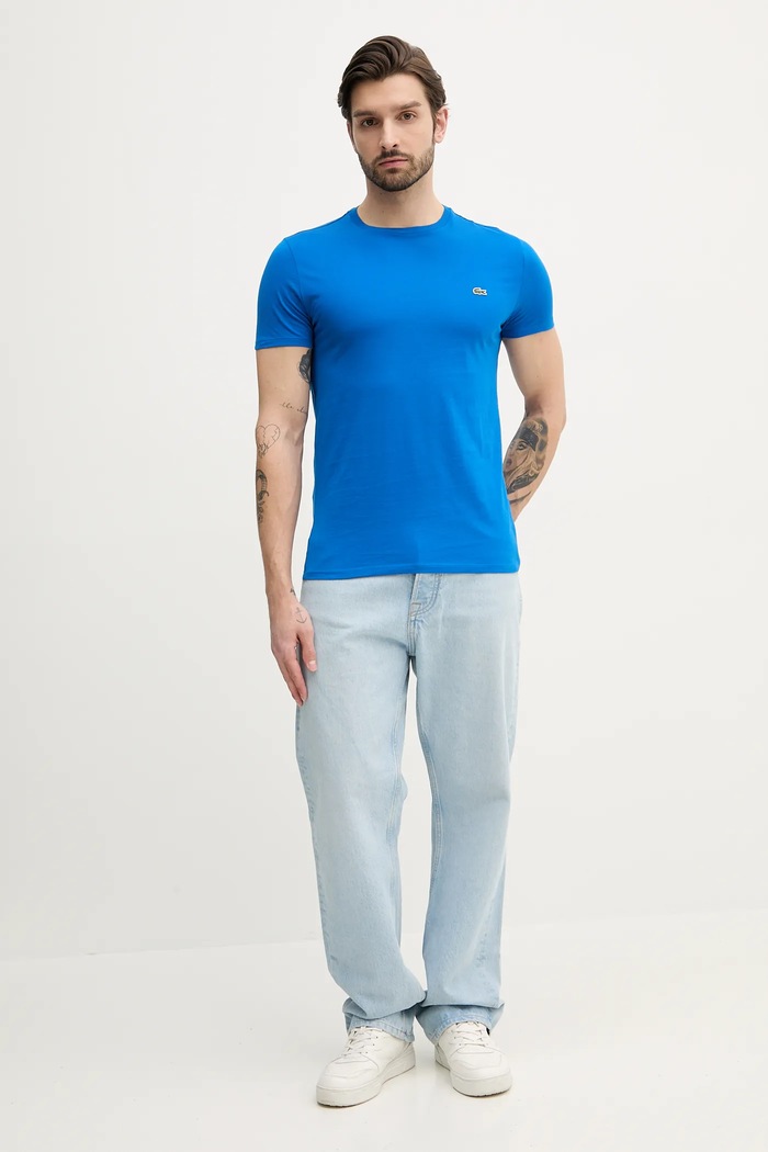 Lacoste Férfi pamut t-shirt TH6709 kék SS26