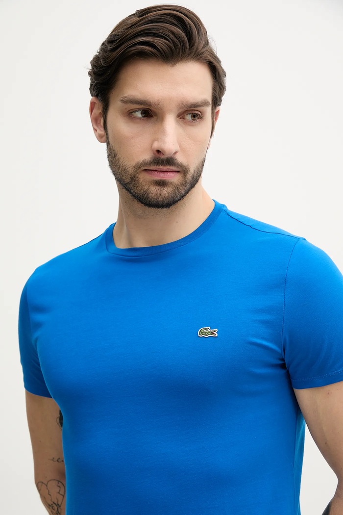 Férfi pamut t-shirt Lacoste TH6709 kék