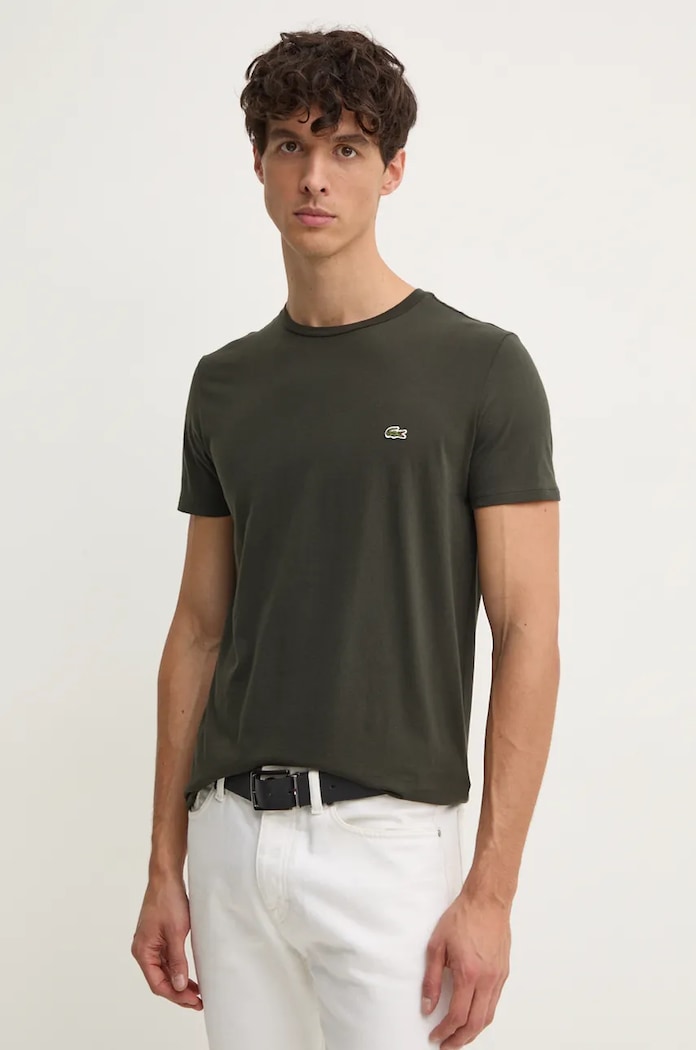 Lacoste T-shirt męski bawełniany zielony TH6709